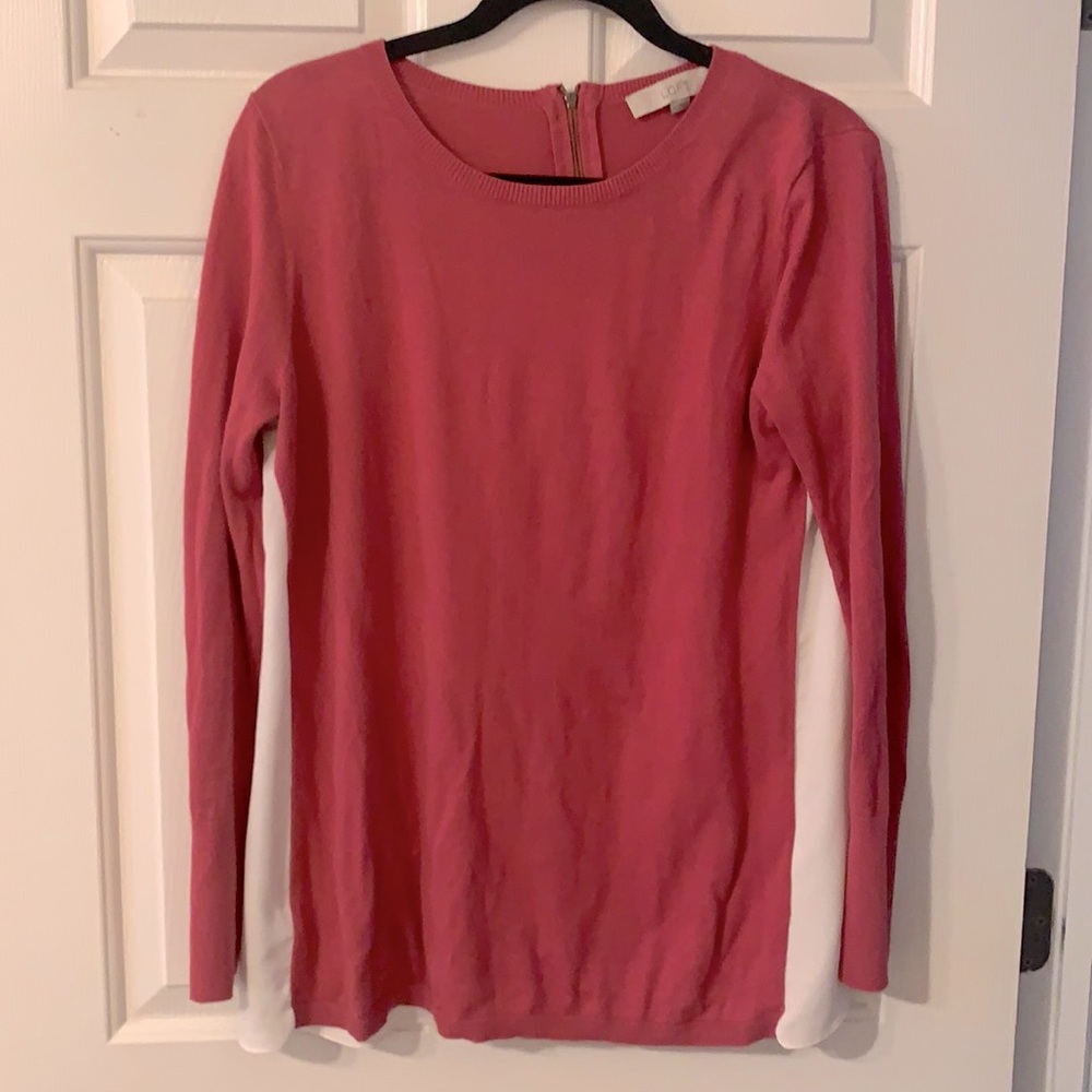 Pink and white loft sweater